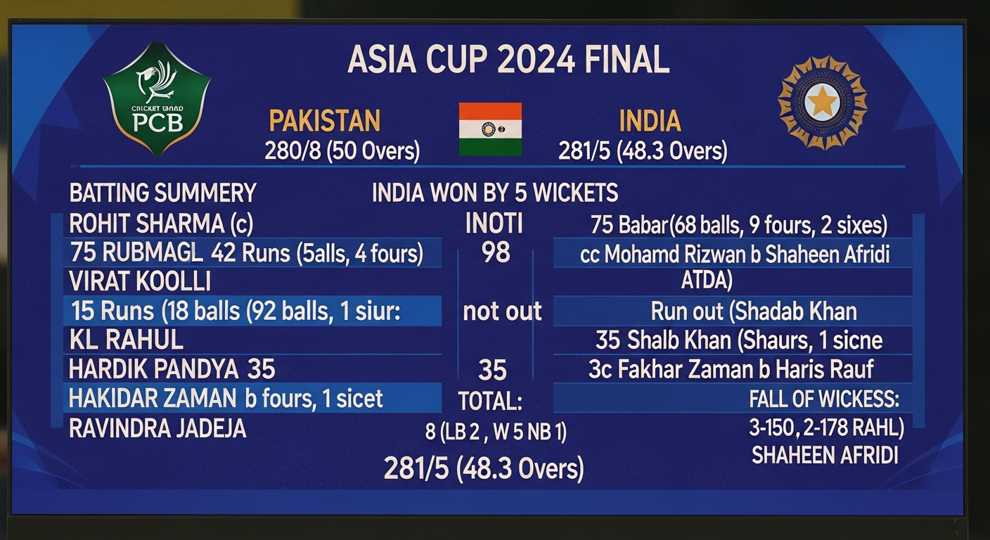 Pakistan national cricket team vs India national cricket team match scorecard